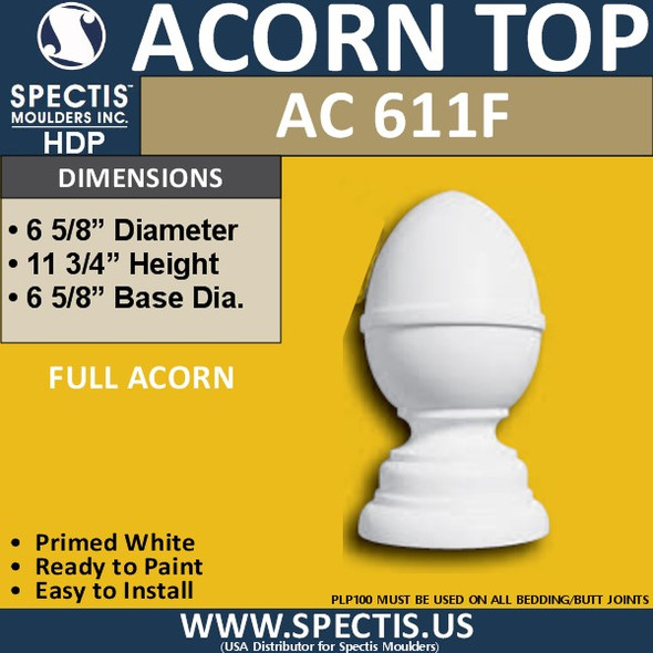 AC611F Spectis Urethane Acorn Post Cap 6-5/8"