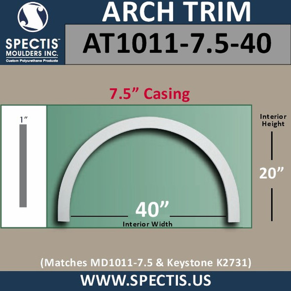 AT1011-7.5-40 Arch Top Circle 7.5" Casing Fits 40" Opening