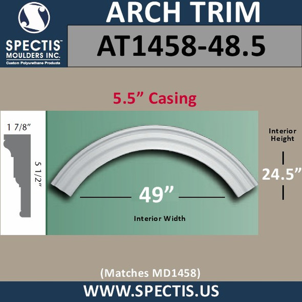 AT1458-48.5 Arch Circle Top 5.5" Casing Fits 49" Opening