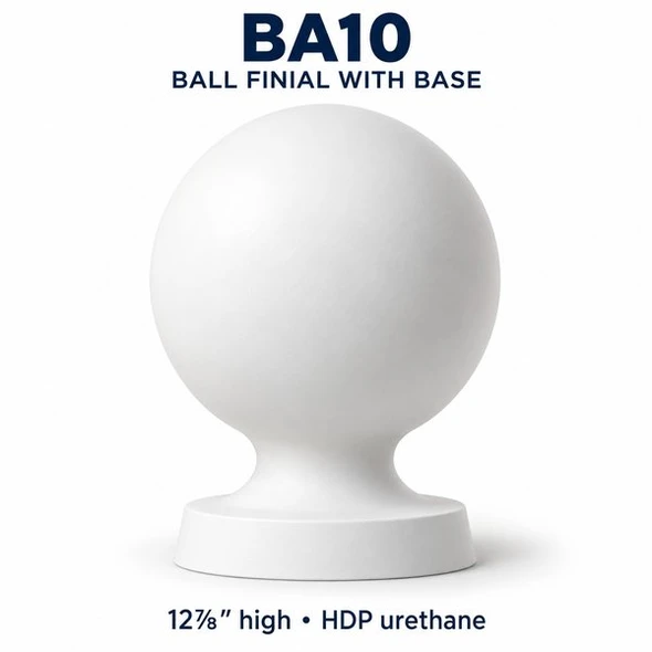 BA10 Ball Finial with Base – 12⅞″ H | HDP Urethane — product illustration
