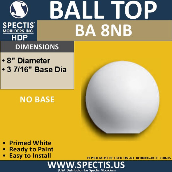 BA8NB Urethane Ball with No Base 8" Wide