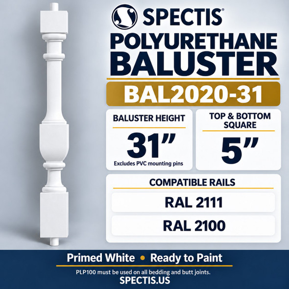 BAL2020-31 Spectis polyurethane baluster — product profile, dimensions and compatible rail numbers.