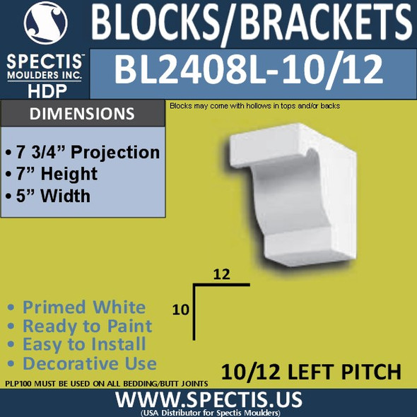 BL2408L-10/12 Pitch Eave Bracket 5"W x 7"H x 7.75" P