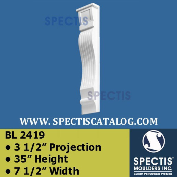 BL2419 Corbel Block or Eave Bracket 7.5"W x 35"H x 3.5" P