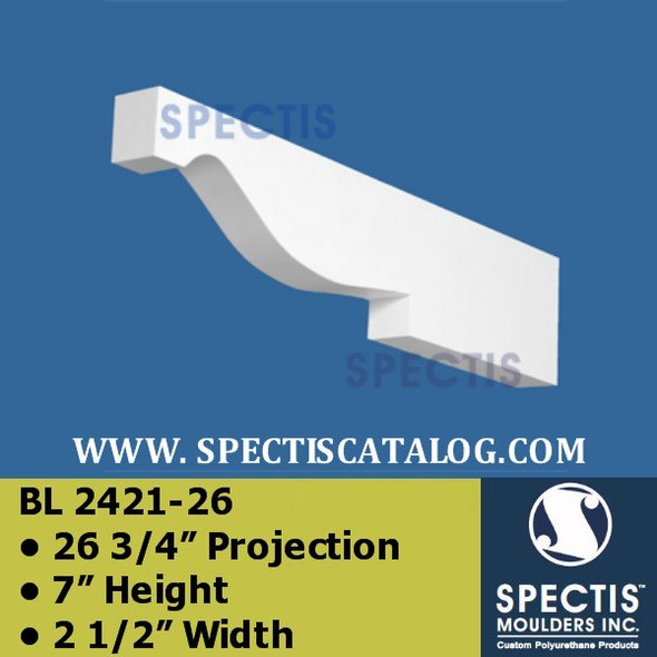 BL2421-26 Corbel Block or Eave Bracket 2.5"W x 7"H x 26.75" P