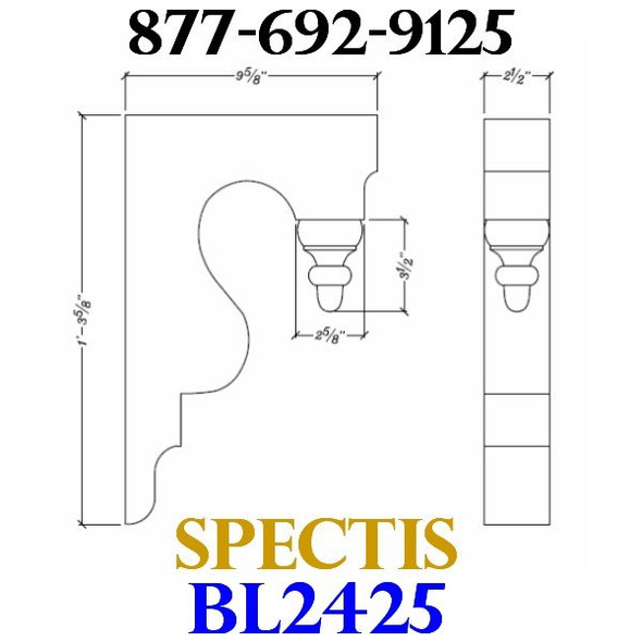 BL2425 Corbel Block or Eave Bracket 2.5"W x 15.5"H x 9.5" P