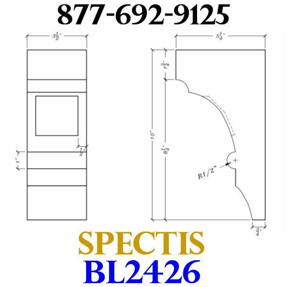BL2426 Corbel Block or Eave Bracket 3.5"W x 10"H x 5.25" P