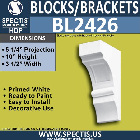 BL2426 Eave Block or Bracket 3.5"W x 10"H x 5.25" P
