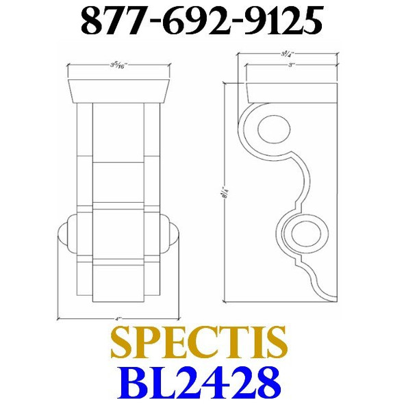 BL2428 Corbel Block or Eave Bracket 3.5"W x 8.75"H x 3.5" P