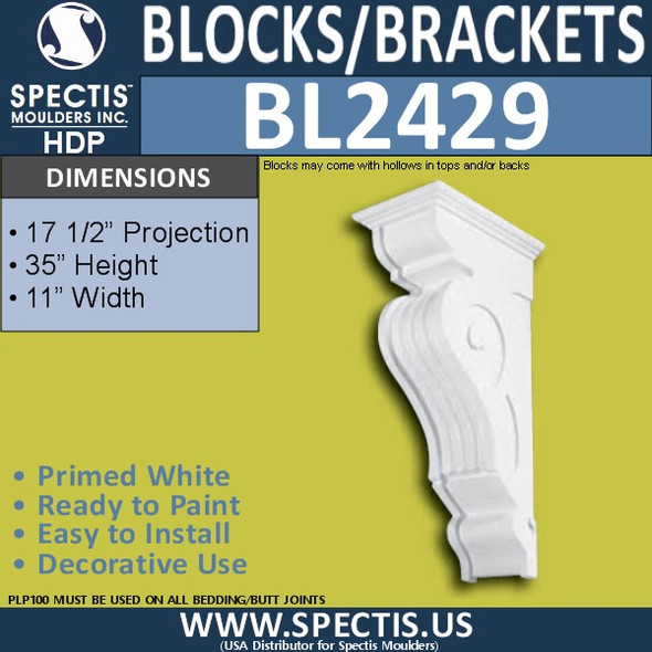 BL2429 Eave Block or Bracket 11"W x 35"H x 17.5" P