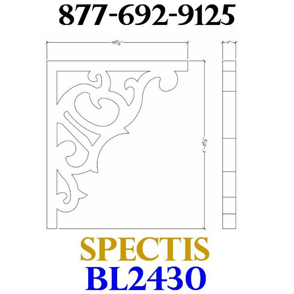 BL2430 Corbel Block or Eave Bracket 1"W x 12.5"H x 10.5" P