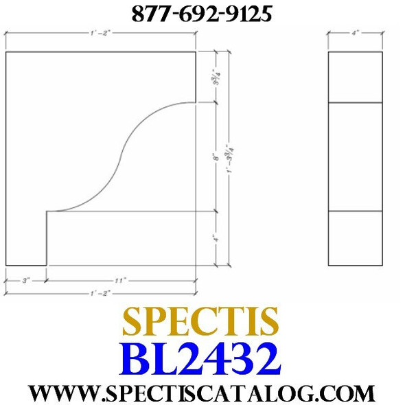 BL2432 Corbel Block or Eave Bracket 4"W x 15.75"H x 14" P