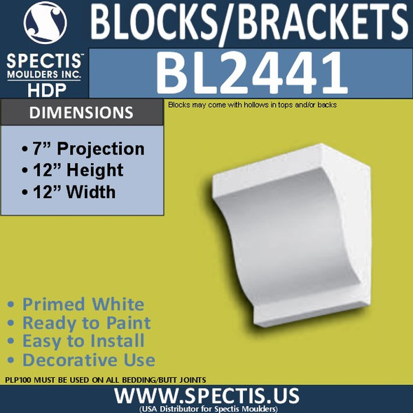 BL2441 Eave Block or Bracket 12"W x 12"H x 7" P