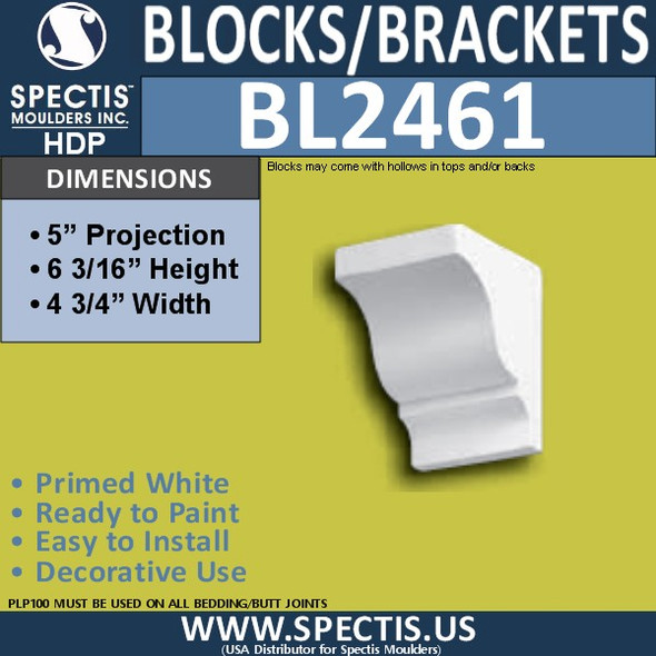 BL2461 Eave Block or Bracket 4.75"W x 6"H x 5" P