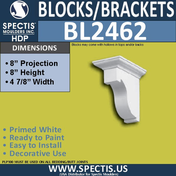 BL2462 Eave Block or Bracket 5"W x 8"H x 8" P