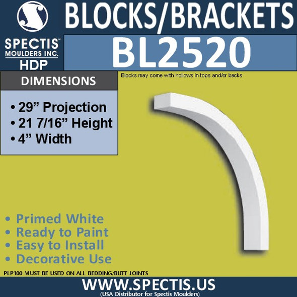 BL2520 Eave Block or Bracket 4"W x 21"H x 29" P