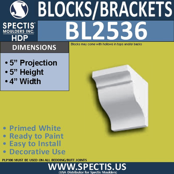 BL2536 Eave Block or Bracket 4"W x 5"H x 5" P