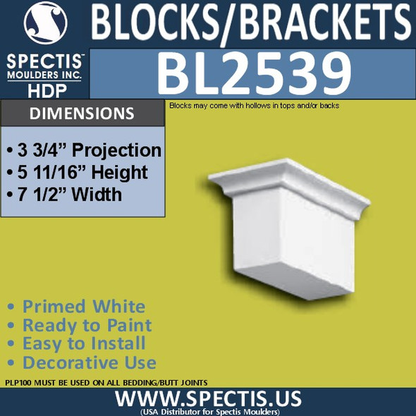 BL2539 Eave Block or Bracket 7.5"W x 6"H x 3.75" P