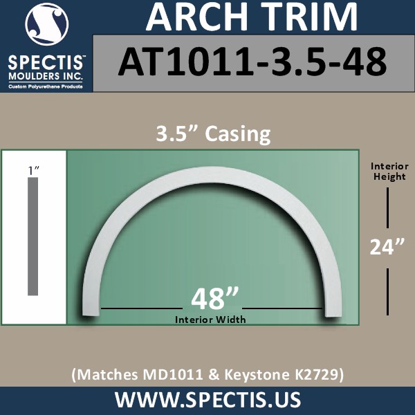 AT1011-3.5-48 Flat Trim Urethane Door or Window Arch 48" ID