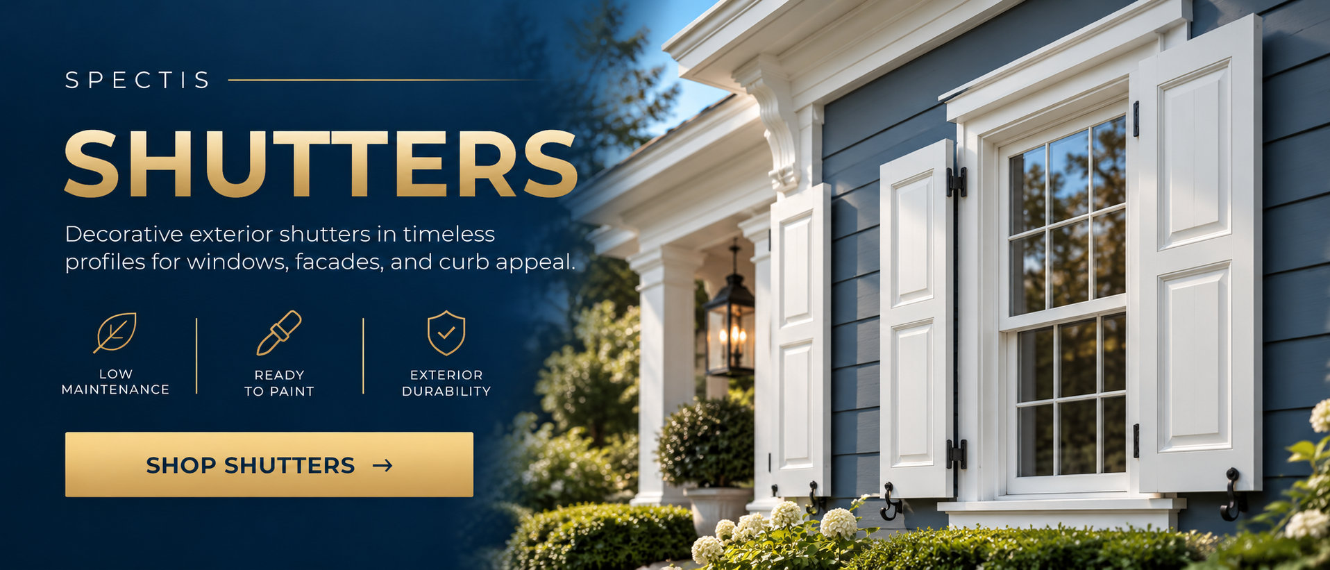Spectis decorative polyurethane exterior shutters