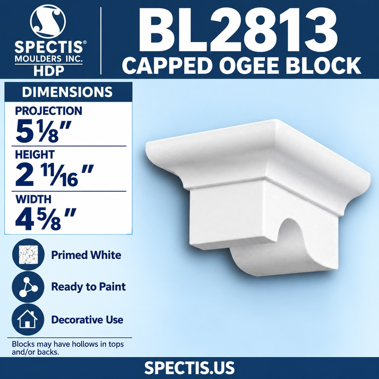 BL2813 Capped Ogee Block