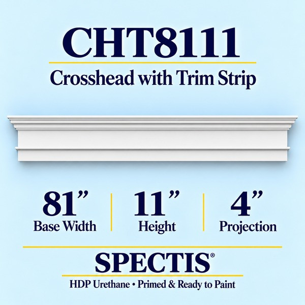 CHT8111 Crosshead with Trim Strip in primed HDP urethane, 81 inch base width × 11 inch height × 4 inch projection