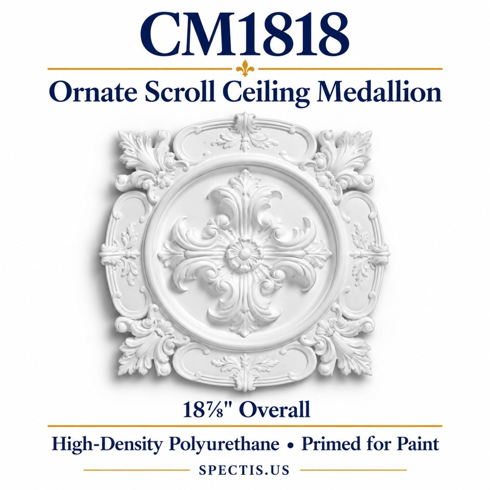 CM1818 Ornate Scroll Ceiling Medallion — HDP — 18⅞″ Overall