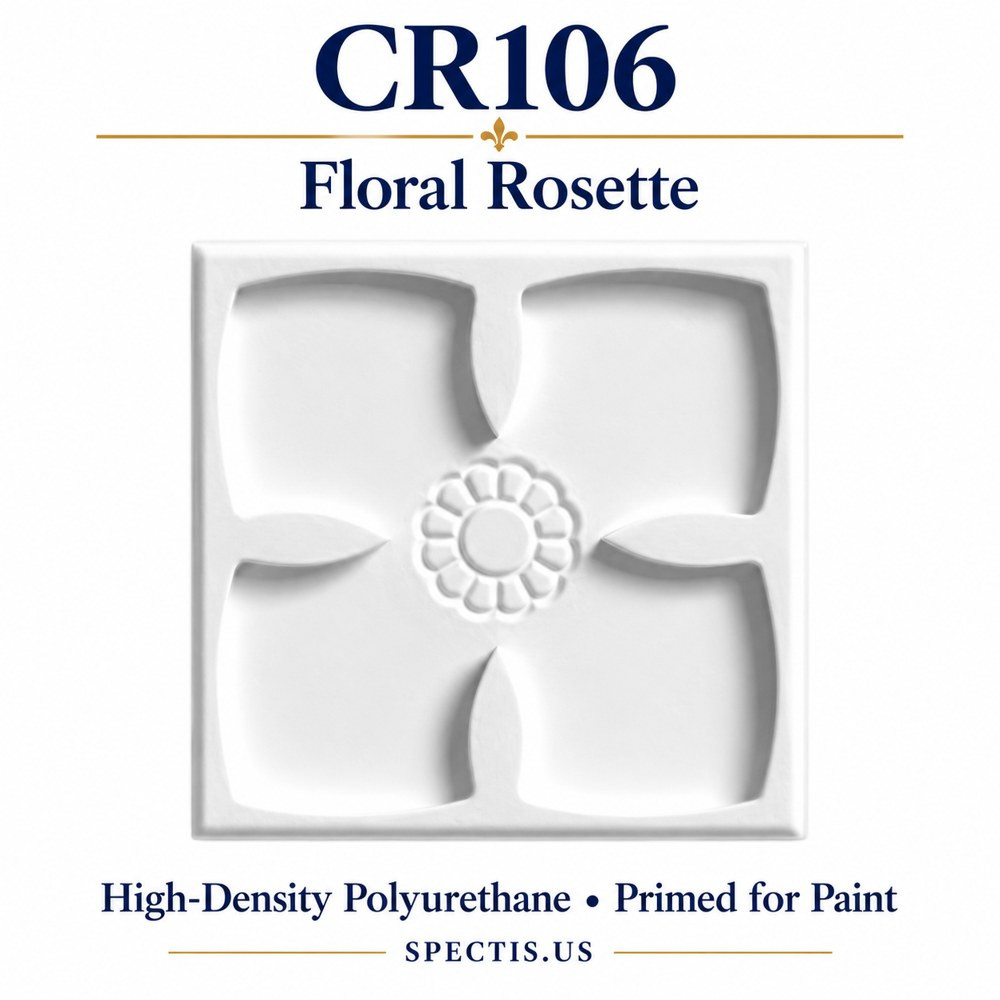 CR106 floral rosette product card — HDP — 5½″ square