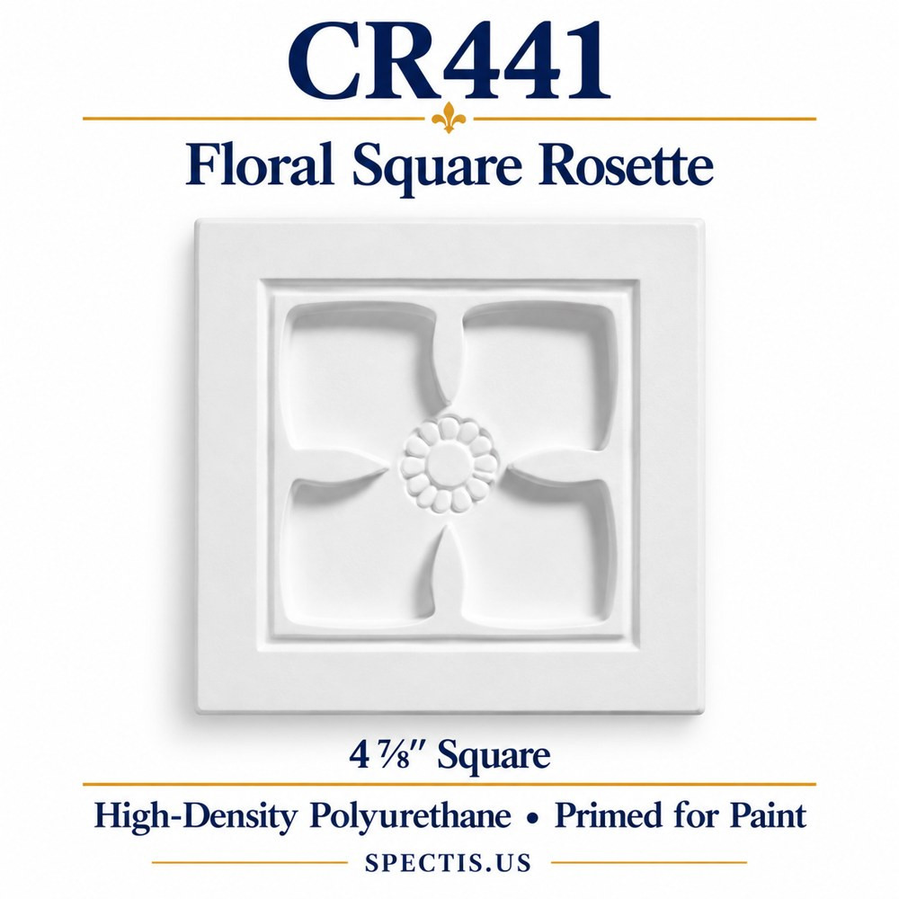 CR441 Floral Square Rosette — HDP — 4⅞″ Square