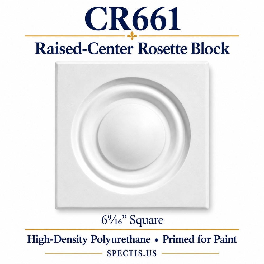 CR661 Raised-Center Rosette Block — HDP — 6⁹⁄₁₆″ Square