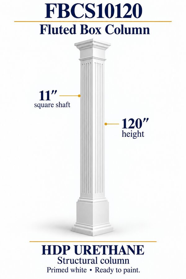 FBCS10120 Fluted Structural Box Column – 11″ square shaft × 120″ height