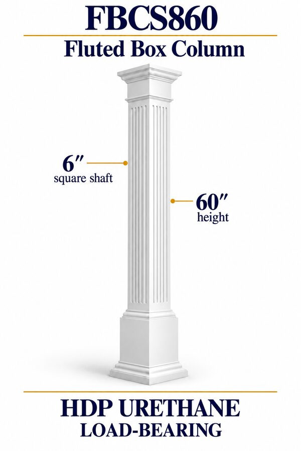 FBCS860 Fluted Structural Box Column – 6″ square shaft × 60″ height