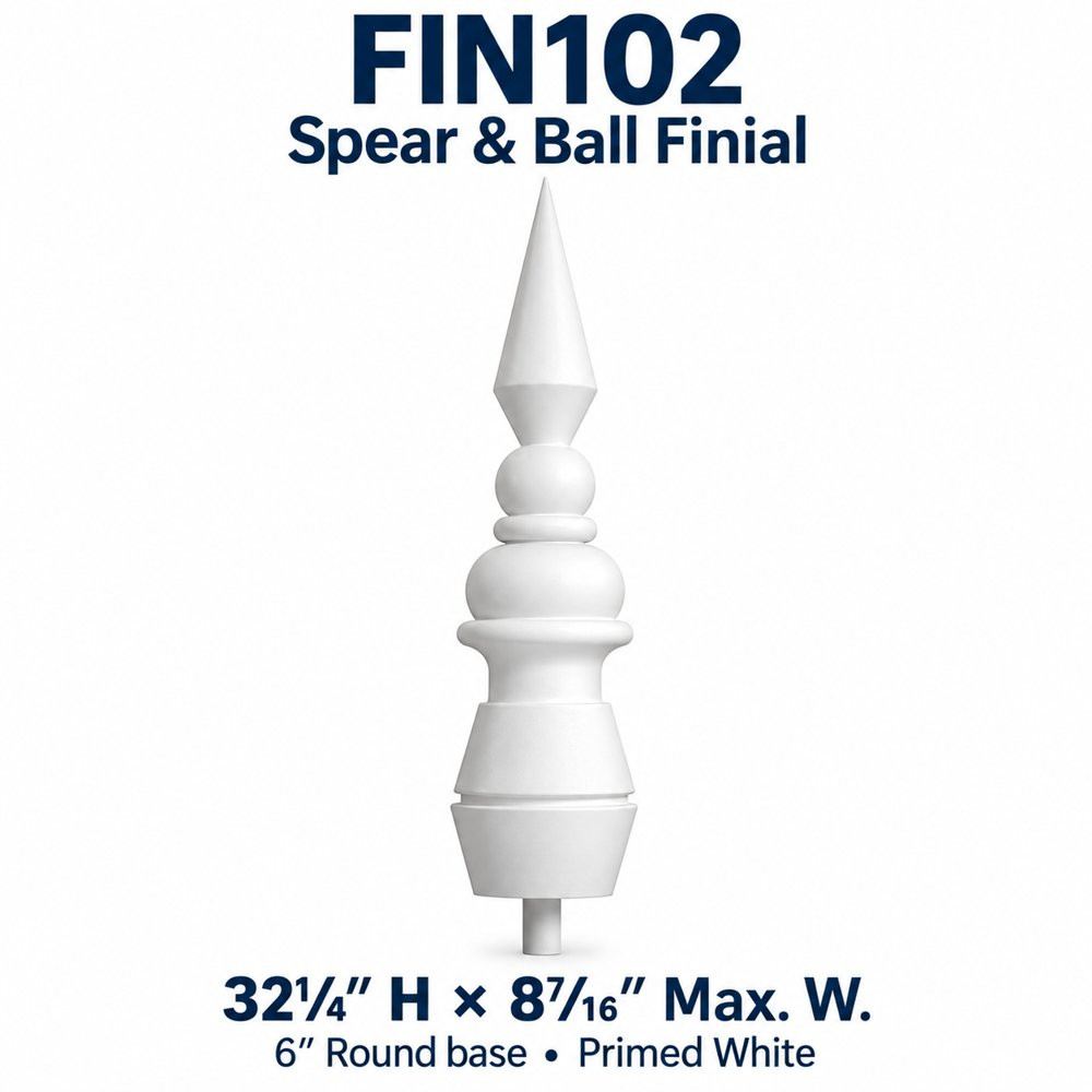 FIN102 Spear & Ball Finial; 32¼″ H × 8⁷⁄₁₆″ Max. W