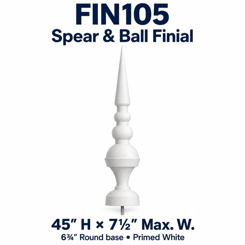 FIN105 Spear & Ball Finial; 45″ H × 7½″ Max. W
