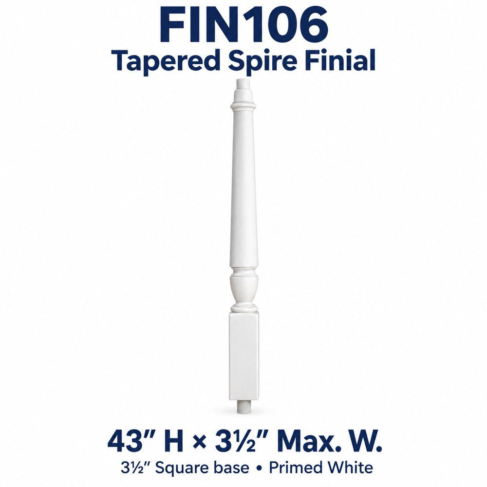 FIN106 Tapered Spire Finial; 43″ H × 3½″ Max. W