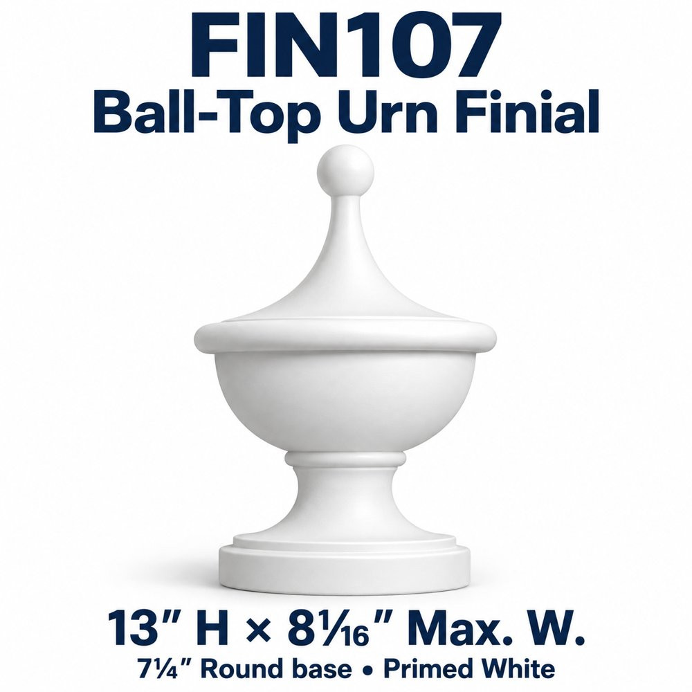FIN107 Ball-Top Urn Finial; 13″ H × 8¹⁄₁₆″ Max. W