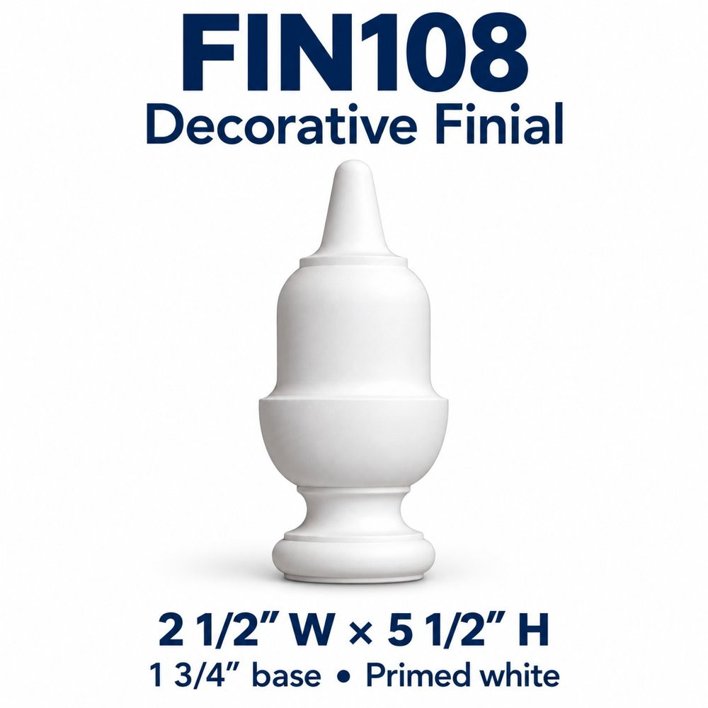 FIN108 Decorative Finial, 2½″ W × 5½″ H