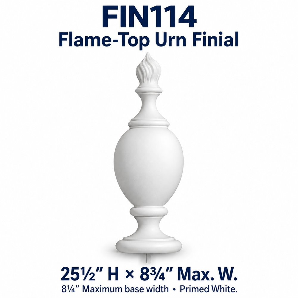 FIN114 Flame-Top Urn Finial; 25½″ H × 8¾″ Max. W