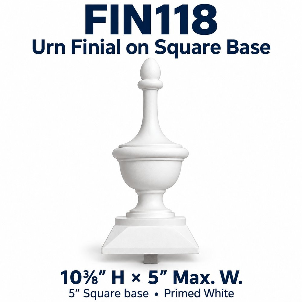FIN118 Urn Finial on Square Base; 10⅜″ H × 5″ Max. W