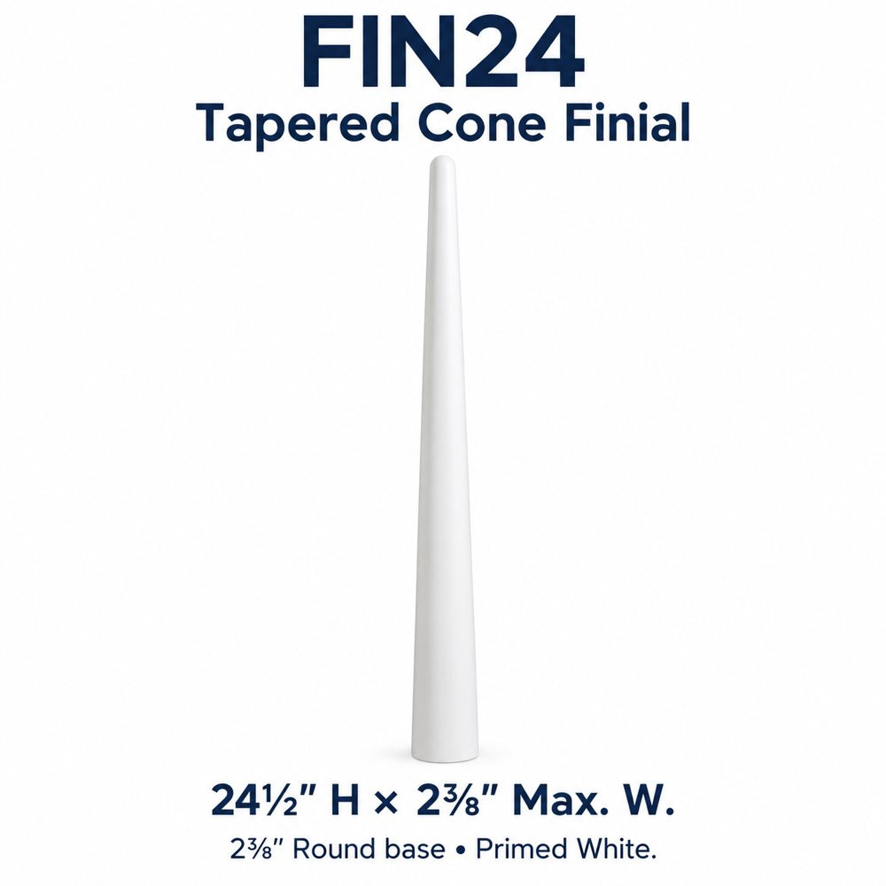 FIN24 Tapered Cone Finial; 24½″ H × 2⅜″ Max. W