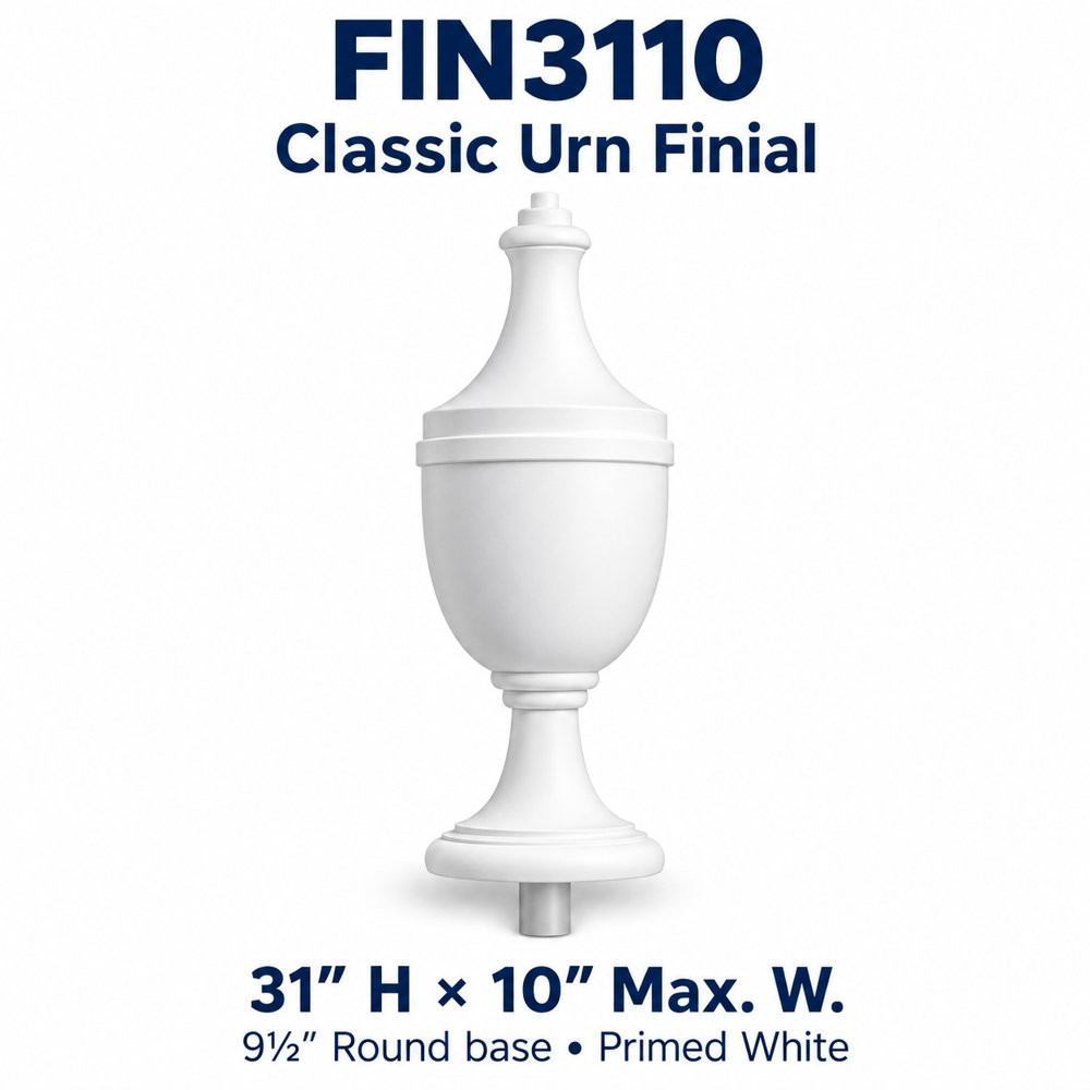 FIN3110 Classic Urn Finial; 31″ H × 10″ Max. W
