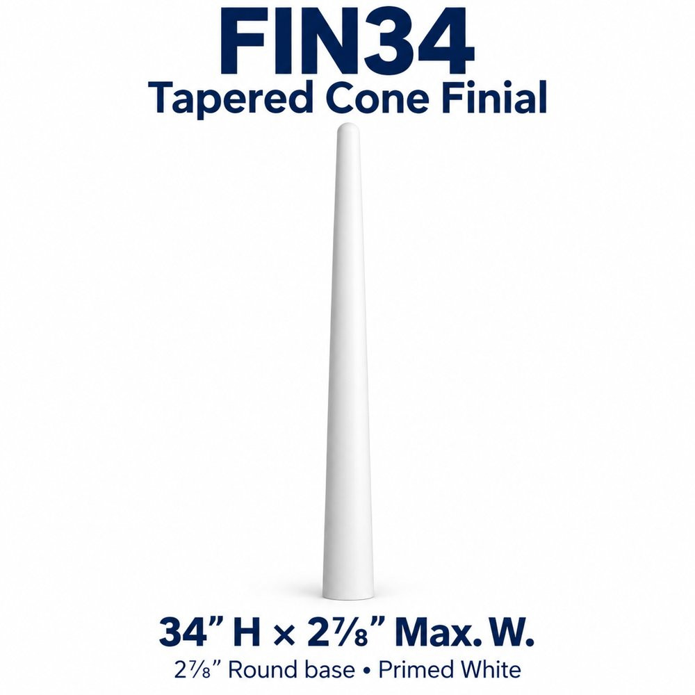 FIN34 Tapered Cone Finial; 34″ H × 2⅞″ Max. W