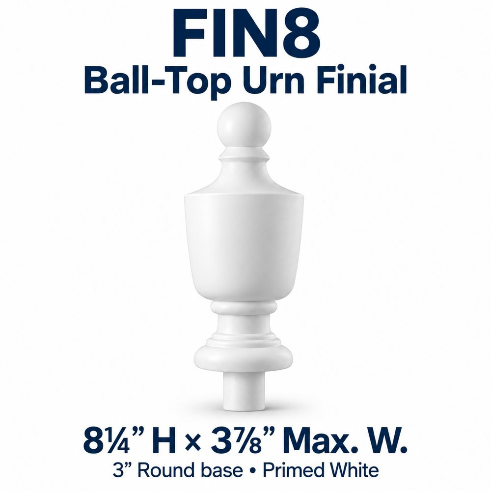 FIN8 Ball-Top Urn Finial; 8¼″ H × 3⅞″ Max. W