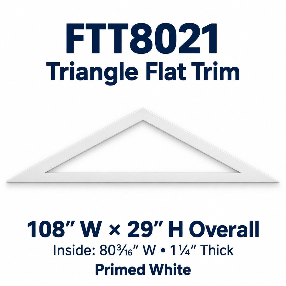 FTT8021 Triangle Flat Trim; 108″ W × 29″ H Overall; Inside: 80³⁄₁₆″ W • 1¼″ Thick