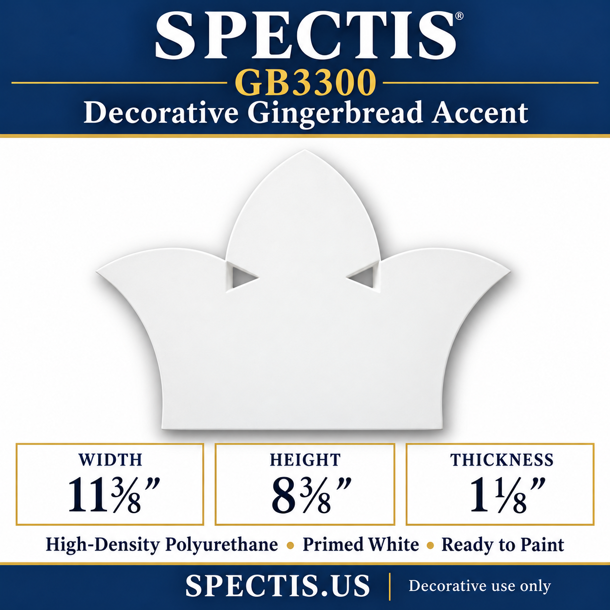 GB3300 Crown Gingerbread Accent, 11⅜ inches wide x 8⅜ inches high