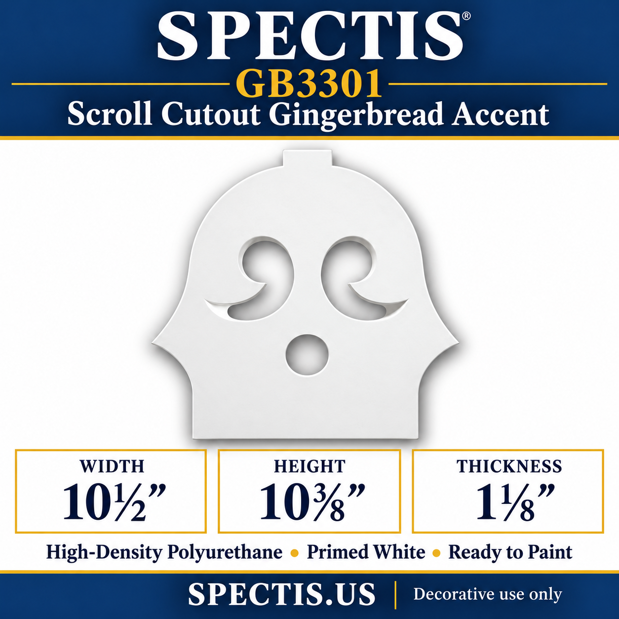 GB3301 Scroll Cutout Gingerbread Accent, 10½ inches wide x 10⅜ inches high