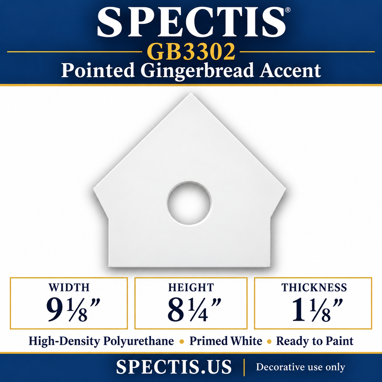 GB3302 Pointed Gingerbread Accent, 9⅛ inches wide x 8¼ inches high