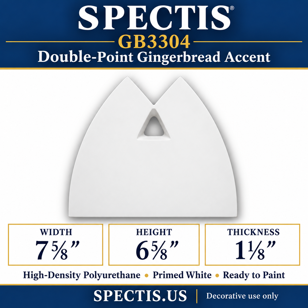 GB3304 Double-Point Gingerbread Accent, 7⅝ inches wide x 6⅝ inches high