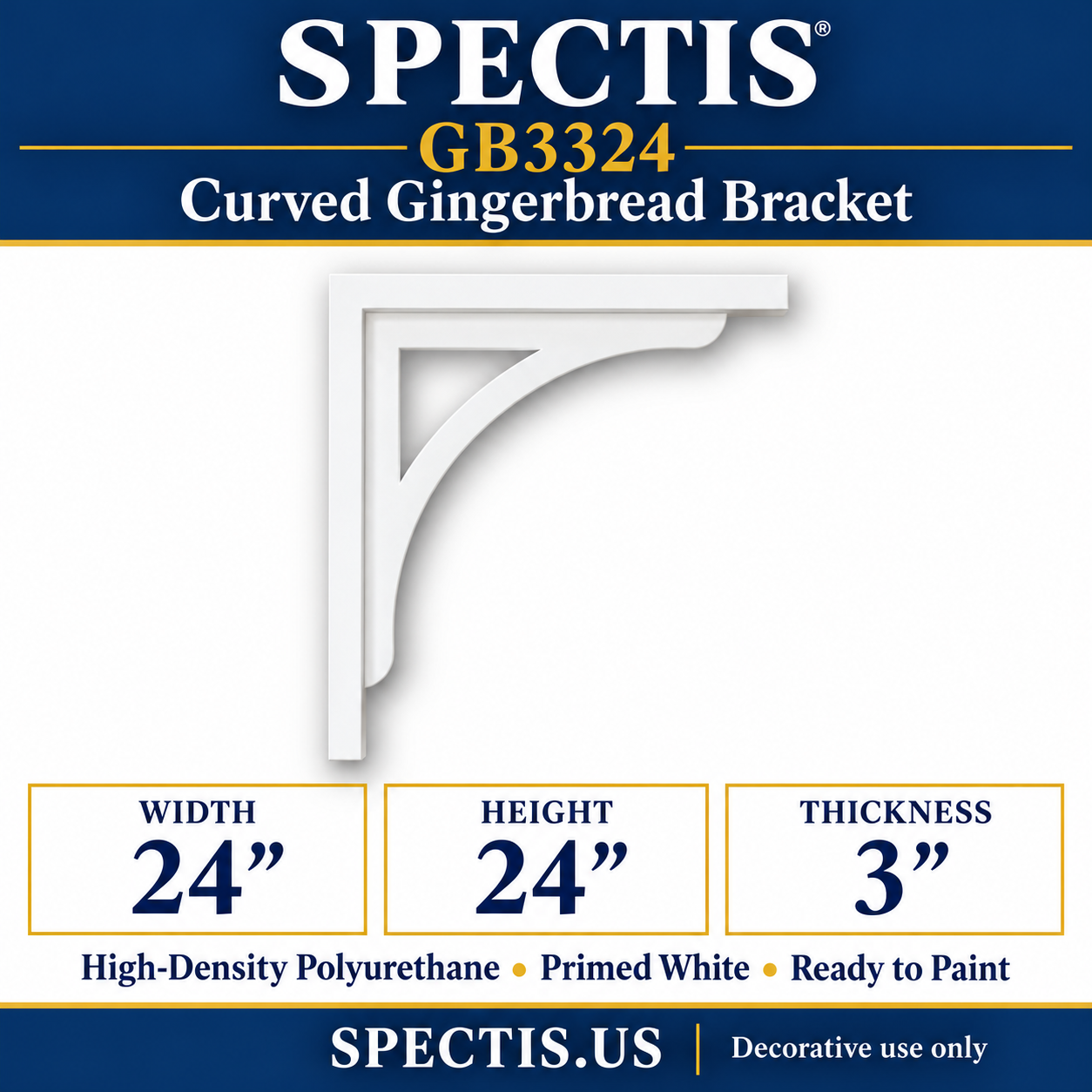 GB3324 Curved Gingerbread Bracket, 24 inches wide x 24 inches high