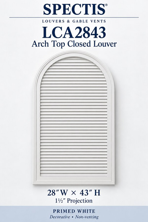 LCA2843 Arch Top Closed Louver, 28″ wide × 43″ high × 1 1/2″ projection